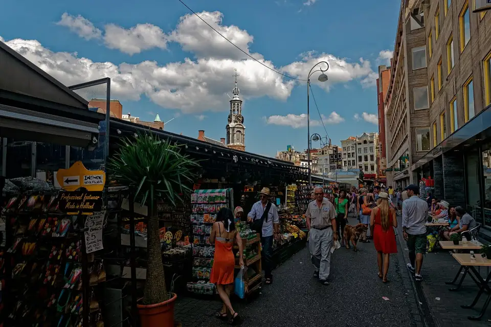 Étals du marché aux fleurs le long du Singel