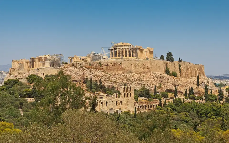 Die Akropolis von Athen und der Parthenon, vom Philopappos-Hügel aus gesehen