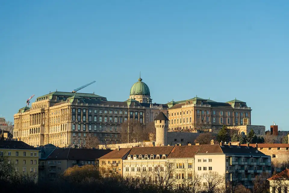 Buda Royal Palace with its green dome on the hilltop