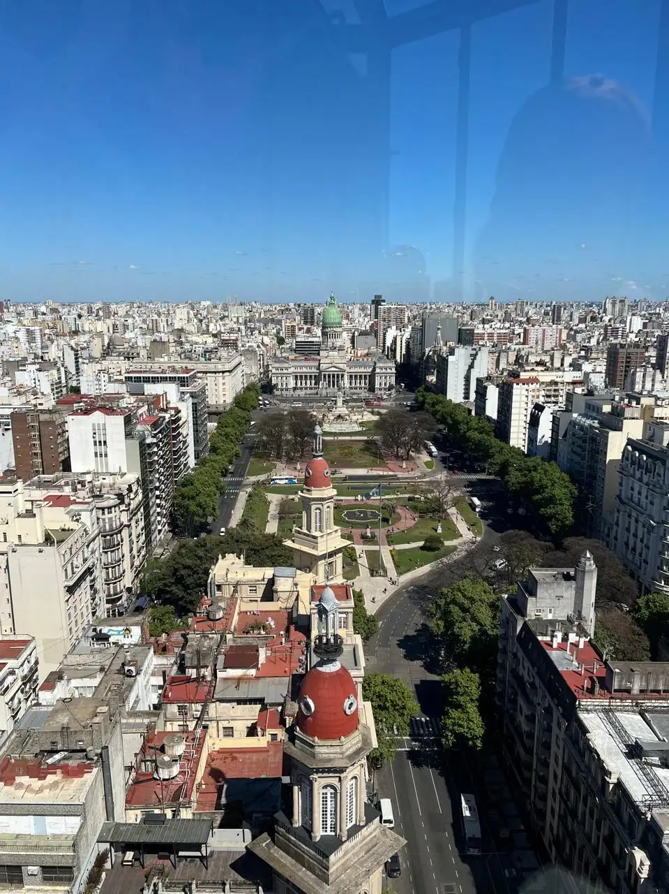 Vista aérea de la Plaza del Congreso desde lo alto del Palacio Barolo