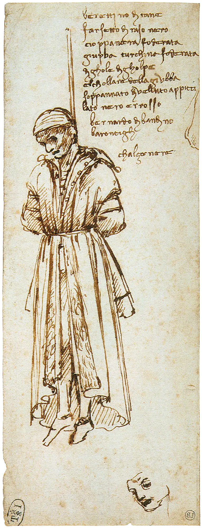 Il disegno di Leonardo da Vinci con l'impiccato Bernardo Bandini Baroncelli