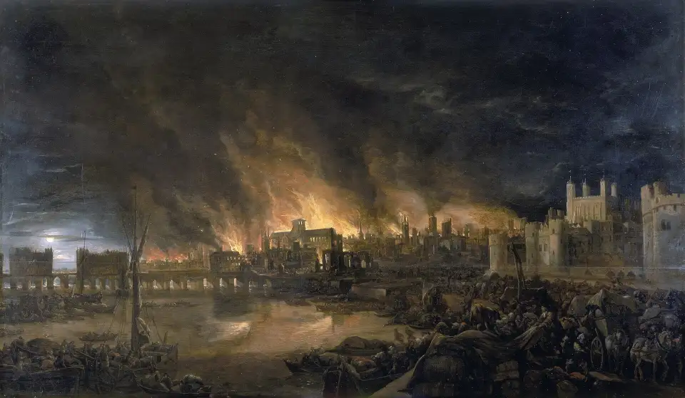 Painting of the Great Fire of London of 1666