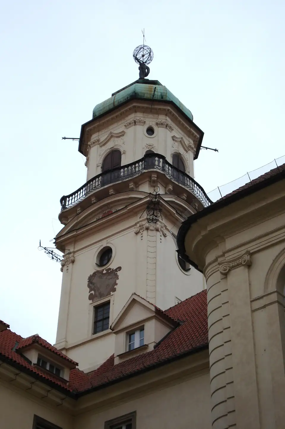 The Clementinum's Astronomical Tower topped by a statue of Atlas