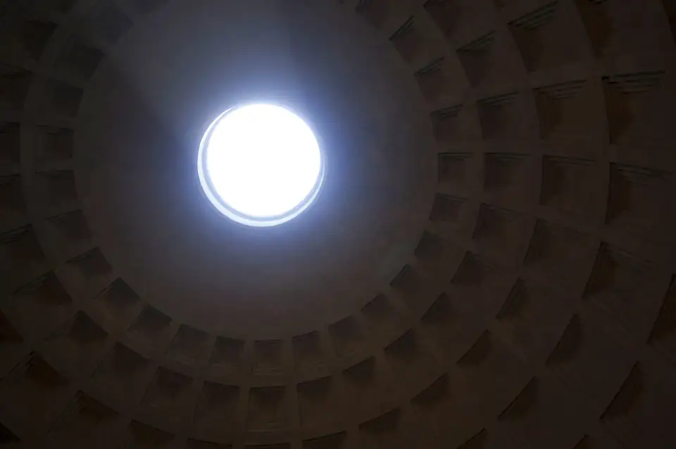 The oculus of the Pantheon dome seen from inside