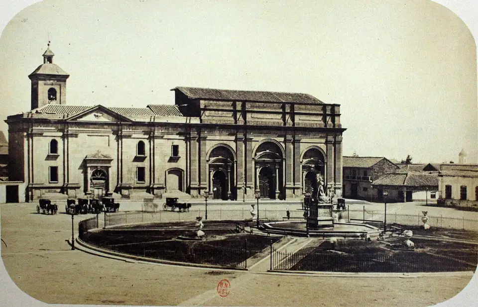 Fotografie der Plaza de Armas und der Kathedrale von Santiago aus dem 19. Jahrhundert
