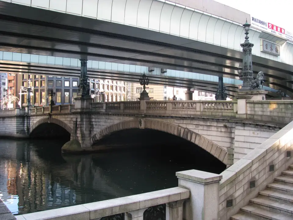 The stone Nihonbashi bridge beneath the elevated expressway