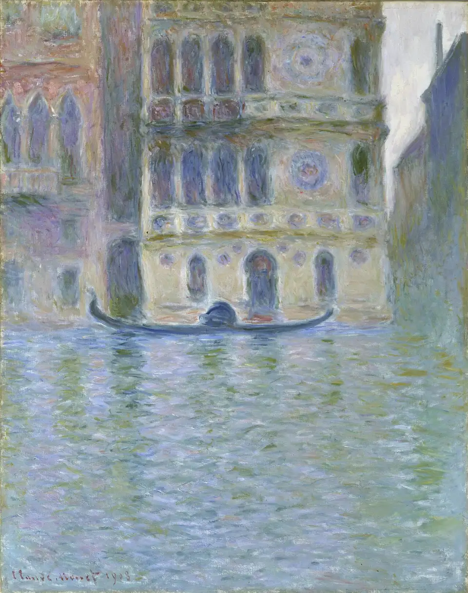 Quadro de Claude Monet que mostra a fachada da Ca' Dario refletida na água
